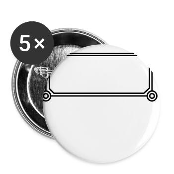 Cadre rectangulaire noir coins ronds - Lot de 5 grands badges (56 mm) - blanc - Devant