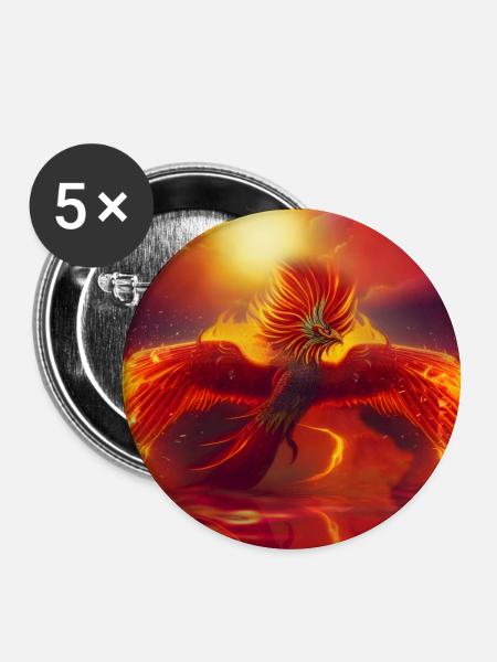Maravilloso ave fénix sobre el océano - Buttons/Badges stor, 56 mm (5-pack) - hvid