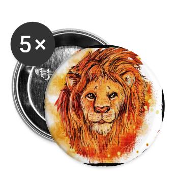 Der Rote Löwe - Buttons groß 56 mm (5er Pack) - Weiß - Vorne