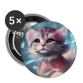 Mignon petit chaton - Lot de 5 grands badges (56 mm) - blanc - Devant