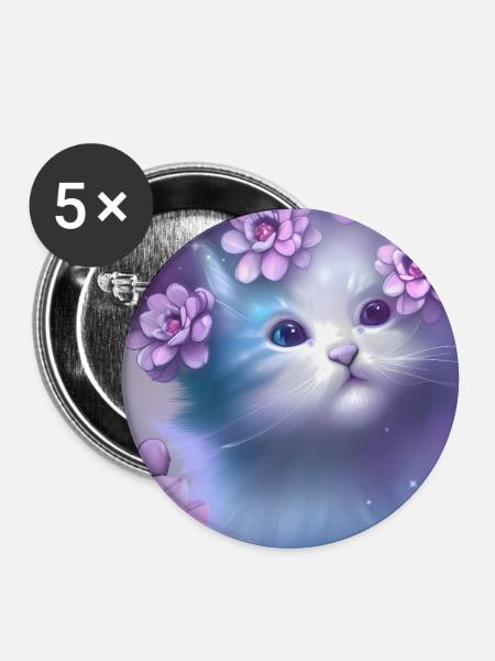 Süßes Kätzchen - Buttons groß 56 mm (5er Pack) - Weiß
