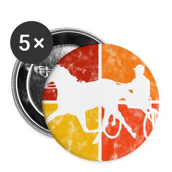 Traber Trabrennen in retro oder vintage Style - Buttons groß 56 mm (5er Pack) - Weiß - Vorne