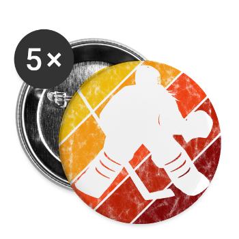 Eishockey im retro oder vintage Style für Kinder - Buttons groß 56 mm (5er Pack) - Weiß - Vorne