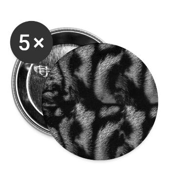Katzen Fell, Flecken Muster, gestromt - Buttons groß 56 mm (5er Pack) - Weiß - Vorne