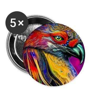 Wonderful colorful crow - Buttons large 2.2''/56 mm (5-pack) - white - Front