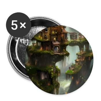 Awesome city on the rock with fairies. - Buttons large 2.2''/56 mm (5-pack) - white - Front