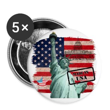 Freiheitsstatue, USA - Buttons groß 56 mm (5er Pack) - Weiß - Vorne