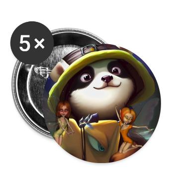 Cute panda with little fairies - Buttons large 2.2''/56 mm (5-pack) - white - Front