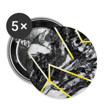 Marble Black Gold Geometric texture - Buttons large 2.2''/56 mm (5-pack) - white - Front
