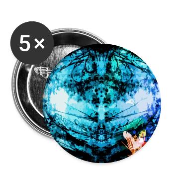 Blue Psychedelic Butterfly - Buttons large 2.2''/56 mm (5-pack) - white - Front