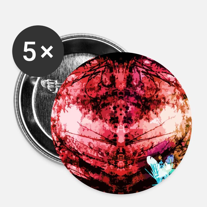 Red Forest Manala - Buttons large 2.2''/56 mm (5-pack) - white