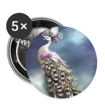 Merveilleux paon élégant - Lot de 5 grands badges (56 mm) - blanc - Devant