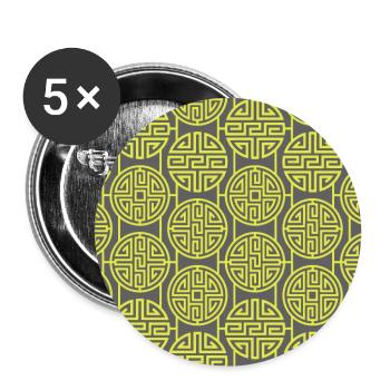 Chinesisches Muster - Buttons groß 56 mm (5er Pack) - Weiß - Vorne