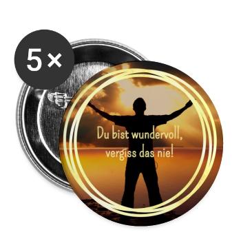 Du bist wundervoll, vergiss das nie! - Buttons groß 56 mm (5er Pack) - Weiß - Vorne