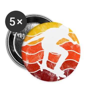 Skateboarder Skateboard Skater Skate Skateing - Buttons groß 56 mm (5er Pack) - Weiß - Vorne