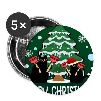 JOYEUX NOËL - DRÔLES DE CHATS - PISTON DE TOILETTE - Lot de 5 grands badges (56 mm) - blanc - Devant