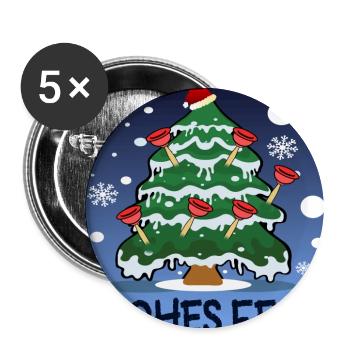 WEIHNACHTSTANNENBAUM ABFLUSSSAUGER KLEMPNER - Buttons groß 56 mm (5er Pack) - Weiß - Vorne