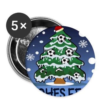 FROHES FEST - WEIHNACHTEN FUßBALL - Buttons groß 56 mm (5er Pack) - Weiß - Vorne
