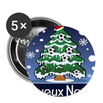 Sapin de Noël Football Festif - Lot de 5 grands badges (56 mm) - blanc - Devant