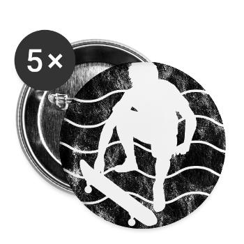 Skateboarder Skateboard Skater Skate Skateing - Buttons groß 56 mm (5er Pack) - Weiß - Vorne