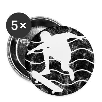 Skateboarder Skateboard Skater Skate Skateing - Buttons groß 56 mm (5er Pack) - Weiß - Vorne