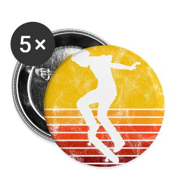 Skateboarder Skateboard Skater Skate Skateing - Buttons large 2.2''/56 mm (5-pack) - white - Front