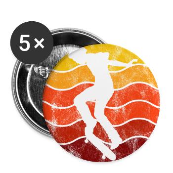 Skateboarder Skateboard Skater Skate Skateing - Buttons groß 56 mm (5er Pack) - Weiß - Vorne
