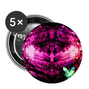 Kaleidoskopische Tie-Dye Schmetterling - Buttons groß 56 mm (5er Pack) - Weiß - Vorne