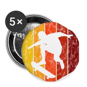 Skateboard Skateboarder Skater Skate Skateing - Buttons groß 56 mm (5er Pack) - Weiß - Vorne