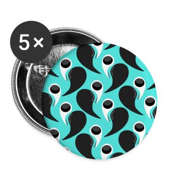orientalische grafik, Paysleymuster blautöne - Buttons groß 56 mm (5er Pack) - Weiß - Vorne