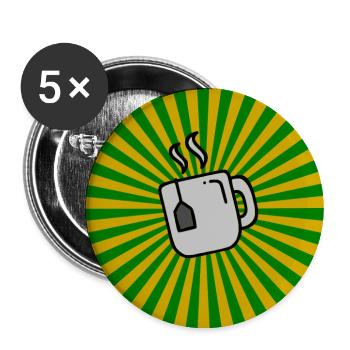 Sunburst Tea vert jaune Sunrise Teacup - Lot de 5 grands badges (56 mm) - blanc - Devant