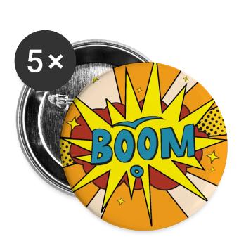 Boom Comic Explosion Stil - Buttons groß 56 mm (5er Pack) - Weiß - Vorne