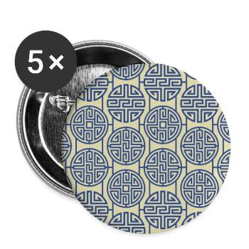 Chinesisches Muster - Buttons groß 56 mm (5er Pack) - Weiß - Vorne