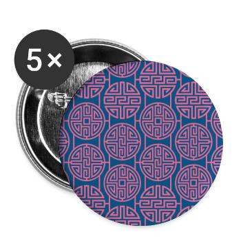 Chinesisches Muster - Buttons groß 56 mm (5er Pack) - Weiß - Vorne