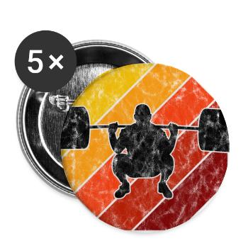 Bodybuilding Bodybuilder GYM Fitnessstudio Retro - Buttons large 2.2''/56 mm (5-pack) - white - Front