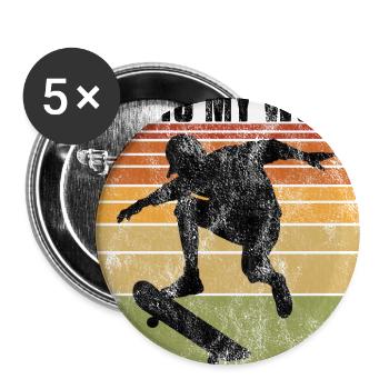 This is My world Skateboard Skateboarder Skate - Buttons large 2.2''/56 mm (5-pack) - white - Front