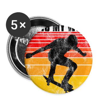 This is My world Skateboard Skateboarder Skate - Buttons large 2.2''/56 mm (5-pack) - white - Front