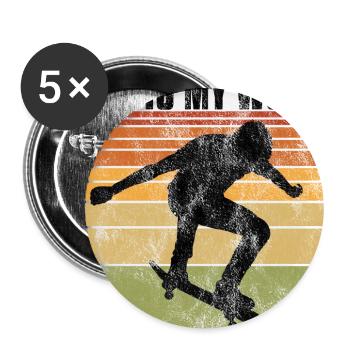 This is My world Skateboard Skateboarder Skate - Buttons large 2.2''/56 mm (5-pack) - white - Front