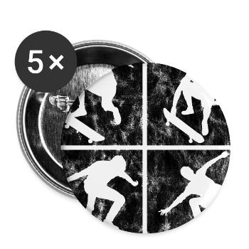 Skateboard Skateboarder Skateboarding Skate Retro - Buttons large 2.2''/56 mm (5-pack) - white - Front