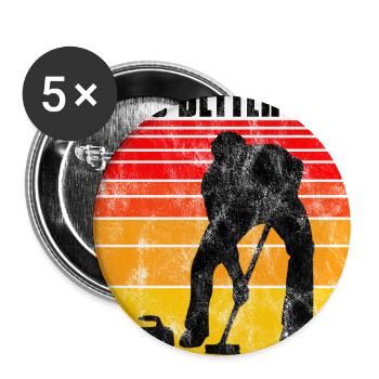 Life is better with Curling Eisstockschießen - Buttons groß 56 mm (5er Pack) - Weiß - Vorne