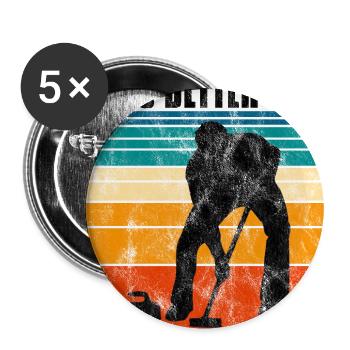 Life is better with Curling Eisstockschießen - Buttons groß 56 mm (5er Pack) - Weiß - Vorne