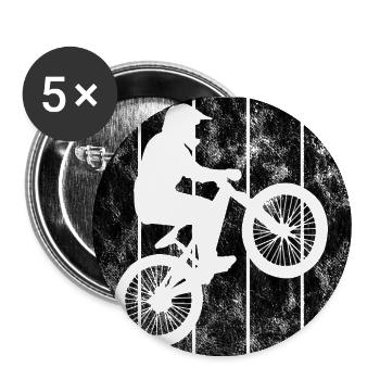 BMX Rad Fahrrad Retro Geschenk Bicycle Motocross - Buttons groß 56 mm (5er Pack) - Weiß - Vorne