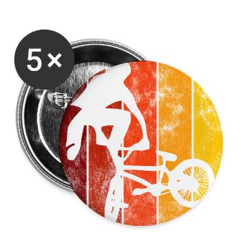 Cadeau rétro de vélo de vélo BMX Vélo Motocross - Lot de 5 grands badges (56 mm) - blanc - Devant