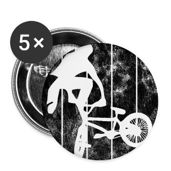 BMX Rad Fahrrad Retro Geschenk Bicycle Motocross - Buttons groß 56 mm (5er Pack) - Weiß - Vorne