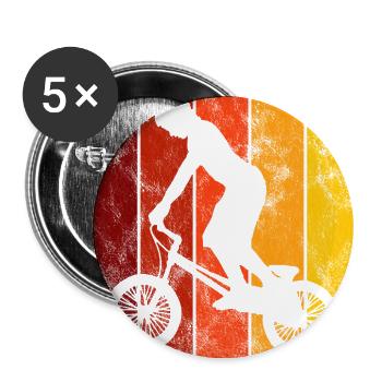 BMX Rad Fahrrad Retro Geschenk Bicycle Motocross - Buttons groß 56 mm (5er Pack) - Weiß - Vorne