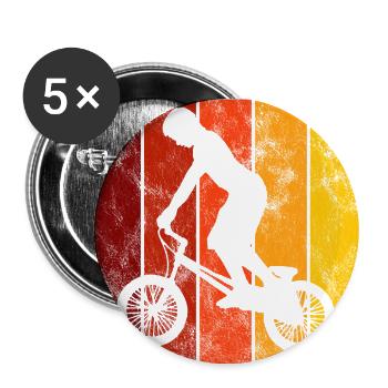BMX Rad Fahrrad Retro Geschenk Bicycle Motocross - Buttons groß 56 mm (5er Pack) - Weiß - Vorne