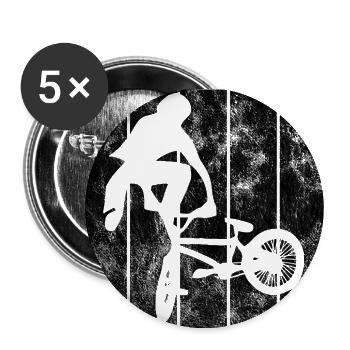 BMX Rad Fahrrad Retro Geschenk Bicycle Motocross - Buttons groß 56 mm (5er Pack) - Weiß - Vorne