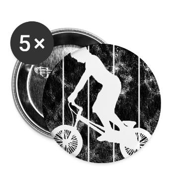 BMX Rad Fahrrad Retro Geschenk Bicycle Motocross - Buttons groß 56 mm (5er Pack) - Weiß - Vorne