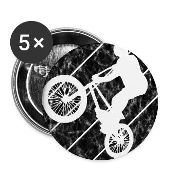 BMX Rad Fahrrad Retro Geschenk Bicycle Motocross - Buttons groß 56 mm (5er Pack) - Weiß - Vorne