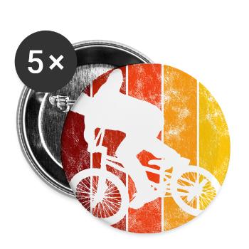 BMX Rad Fahrrad Retro Geschenk Bicycle Motocross - Buttons groß 56 mm (5er Pack) - Weiß - Vorne